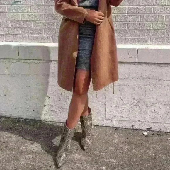 Snakeskin Textured Asymmetrical Booties - Picture 1 of 8